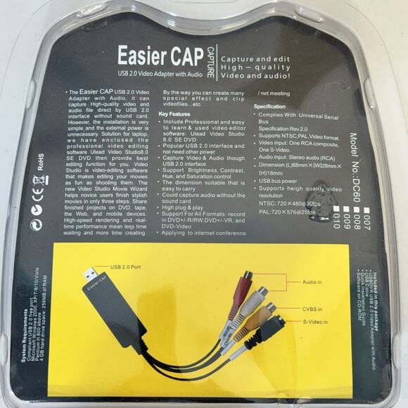 Easier CAP USB 2.0 Video Adapter With Audio Capture Card Windows 2000 XP 7/8/10 - Picture 4 of 4
